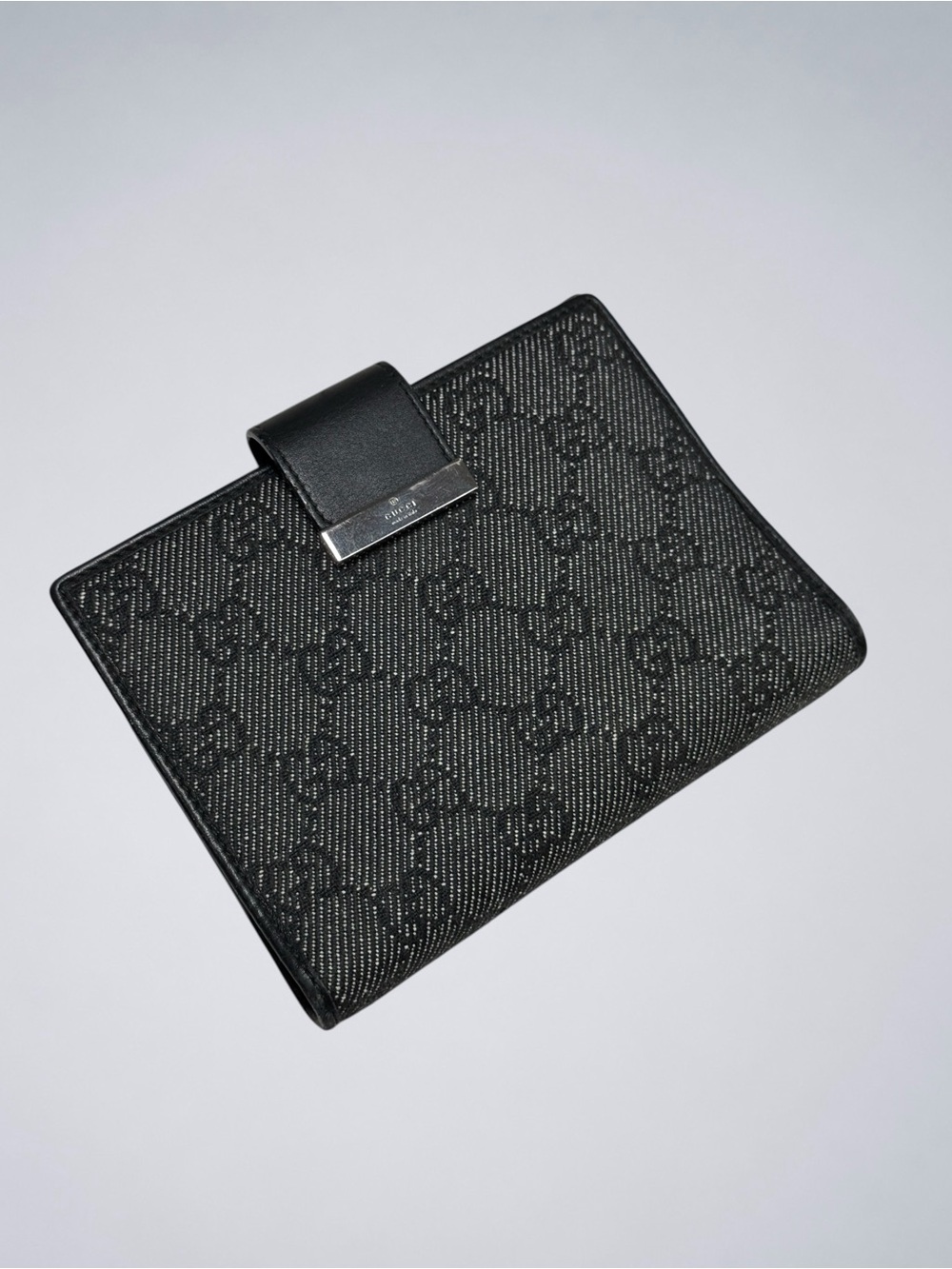 Vintage Gucci GG Denim 6 Ring Agenda Planner Black Y2K Original Retail Tag EPC - Picture 1 of 12